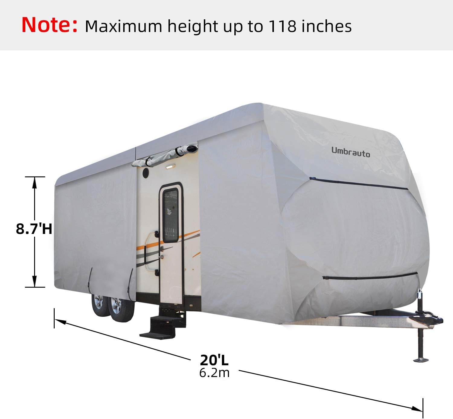 Umbrauto Travel Trailer RV Cover Thick 3 Layers Polypro Anti-UV Top Panel Waterproof Breathable Camper Covers Ripstop Fits 20‘ Travel Trailer: Automotive