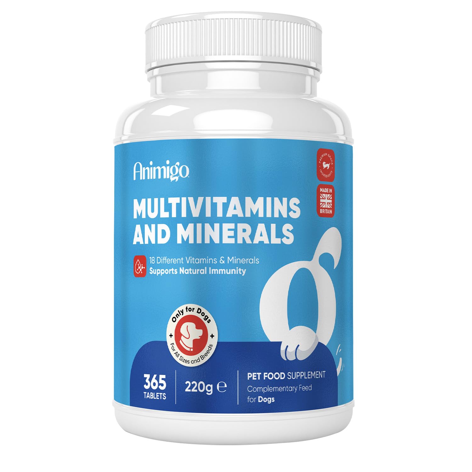 Multivitamins and Minerals for Dogs - 365 Chicken-Flavoured Tablets - With 18 Vitamins & Minerals - Supports Natural Immunity - Easy to Crush Tablets - For Dogs of All Age, Sizes & Breeds