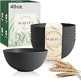 Wrova Black Cereal Bowls 40oz for Cereal Lover,Unbreakable Alternative Plastic Bowls Set of 6,Extra Thick Anti-Scald Bowl Sets suitable for Salad,Soup and Fruit.