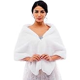 Zehope Bride Wedding Faux Fur Shawls Wrap Stoles Shrug Women's Wedding Shawl Evening Fur Cover Up for Bride and Bridesmaids