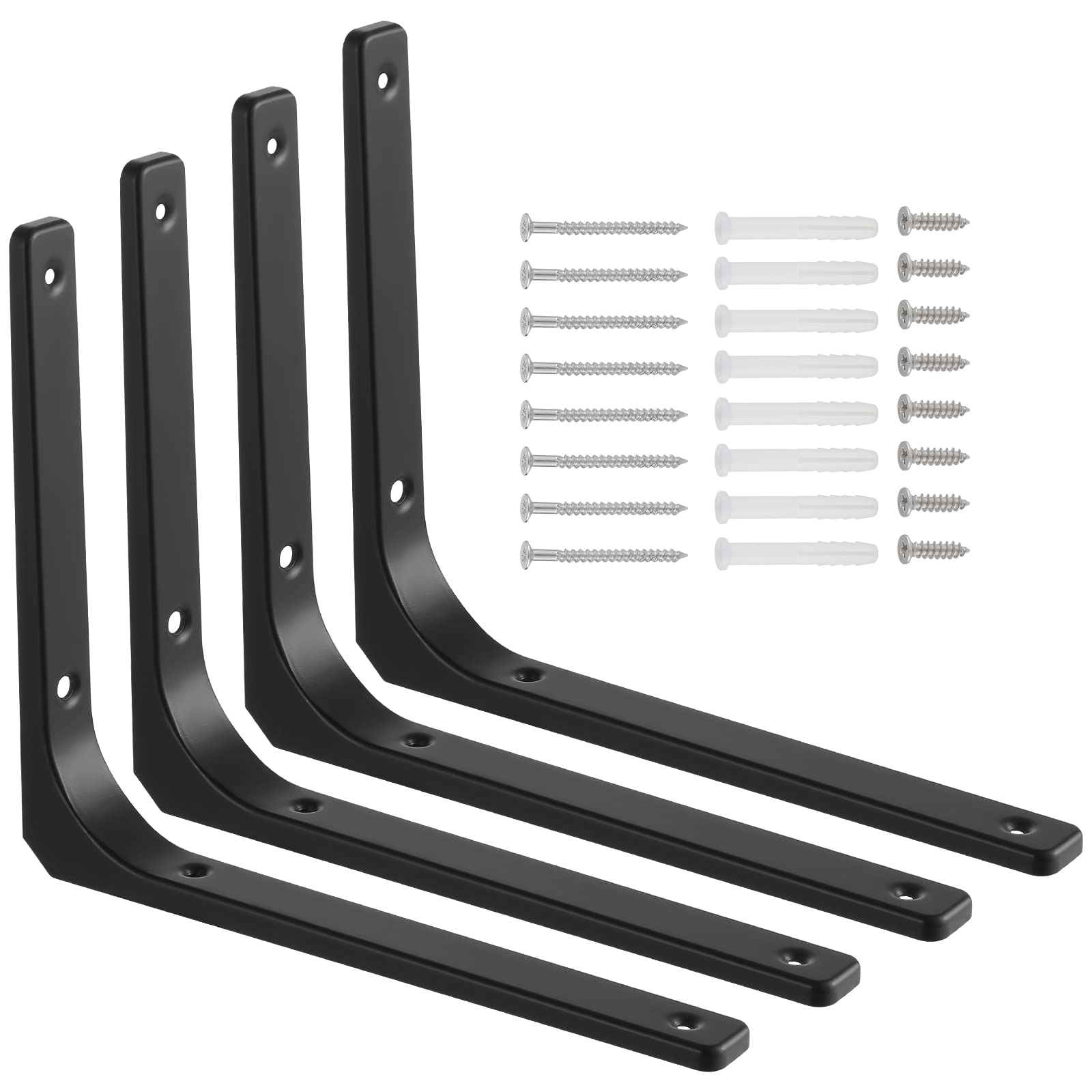 Knpwer 4 Pcs Wall Shelf Brackets,12 Inch Heavy Duty Shelf Supports Rustic Heavy Duty Brackets, L Shape Right Angle Wall Mounted Bracket (25x30cm)