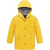 wantdo Boys & Girls Waterproof Rain Jacket Lightweight Rain Coat Hooded Windbreaker