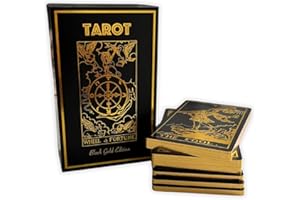 Vieux Monde Express Black Gold Tarot Deck | Classic Tarot Design and Gold Foil | 88 Page Guide