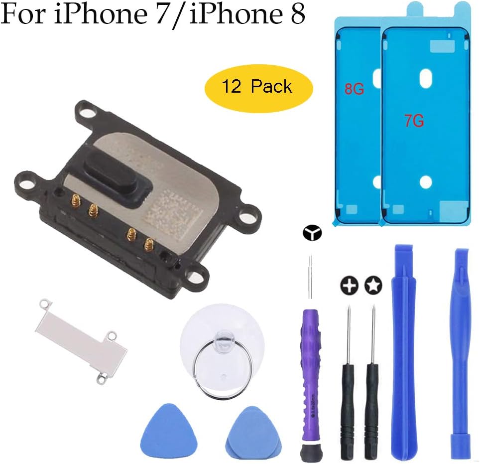 Earpiece Ear Speaker Replacement for iPhone 7,iPhone 8 with Earpiece Metal Bracket and Tools and Screen Adhesive