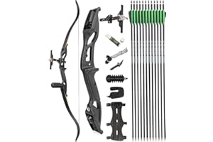 AMEYXGS 56" Recurve Bow Set Hungting Bow kit for Adult or Beginners Target Practice 30/35/40/45/50lbs Aluminium Alloy Takedown Bow and Carbon Arrow Set for RTH