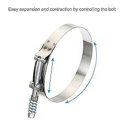 PATIKIL T-Bolt Hose Clamps with Spring, 2 Pack