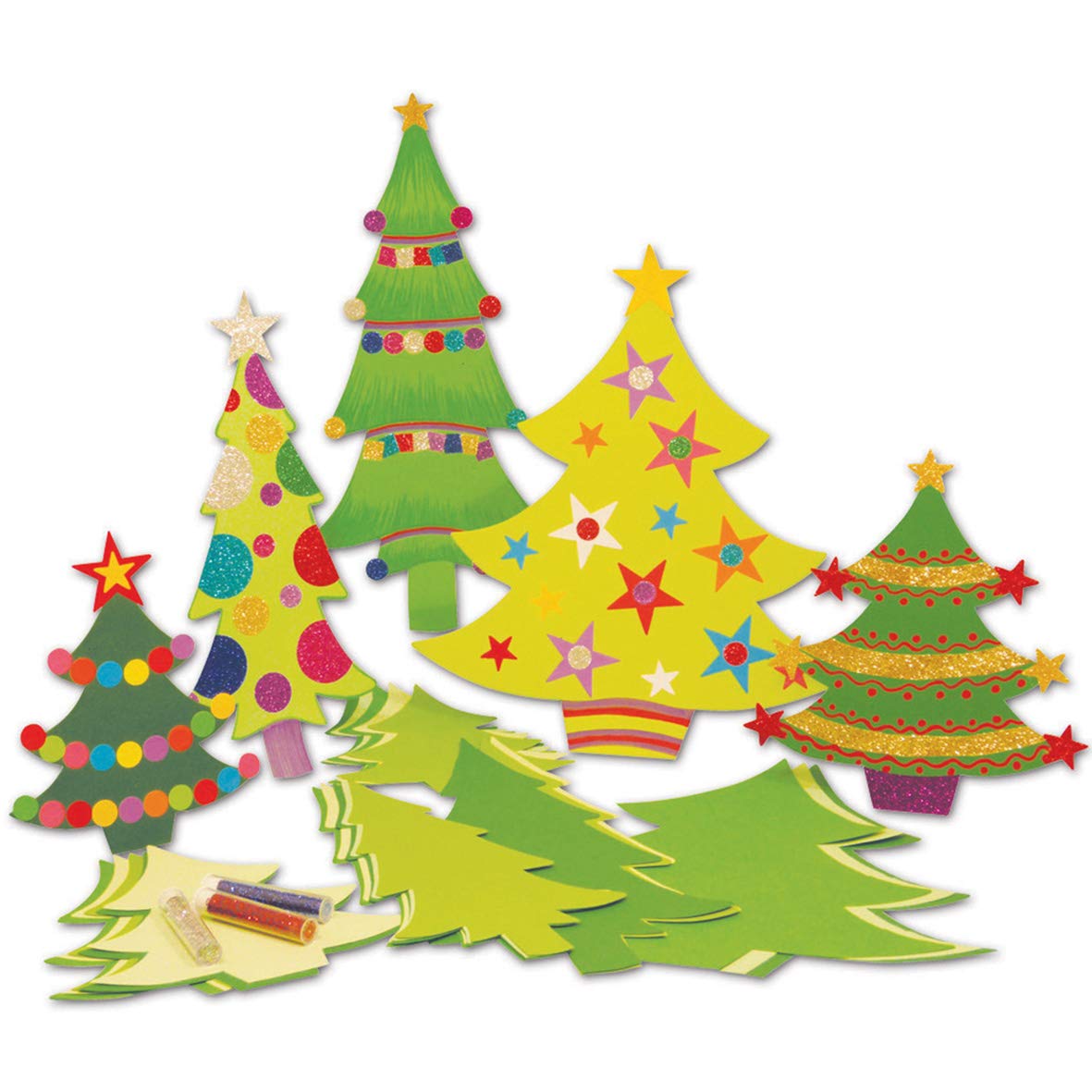 Springboard Jumbo Christmas Trees Craft Activity Pack - Make Your Own Christmas Decorations - DIY Arts and Crafts for Kids - Early Years Resources - 40-Pack - 20 - 35 cm - Assorted Colours