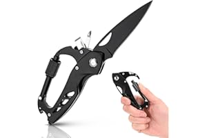 XIAONGYAER 6-in-1 Multitool Carabiner with Folding Pocket Knife, Screwdrivers Versatile EDC Carabiner Keychain with Bottle Op