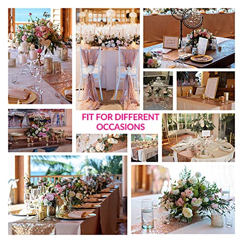 Rose Gold Table Runner,10 Pack Glitter Rose Gold Table Runner for Party Supplies Birthday Wedding Engagement Bridal Baby Shower Celebration Decorations 12 X 108 Inch Rose Gold Table Runner Sets
