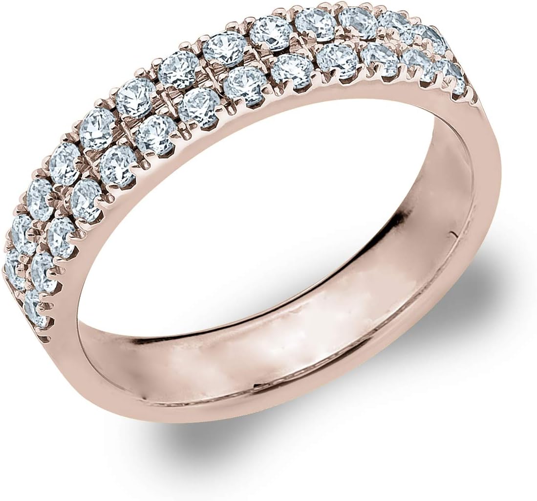 0.50 CT Diamond RIng in 18K Gold, Two Row Prong Set Diamond Anniversary Ring