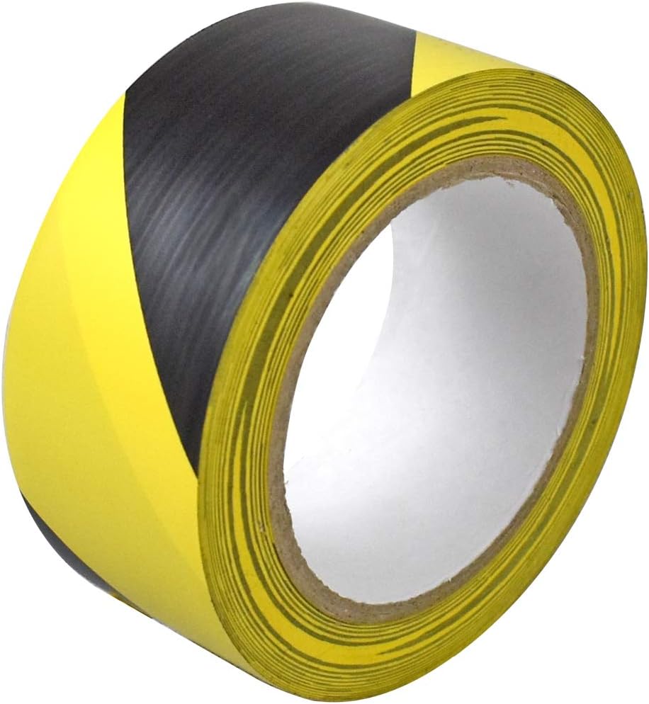 Globe Packaging Hazard Warning Tape 48mm x 33m Black Yellow Extra Strong