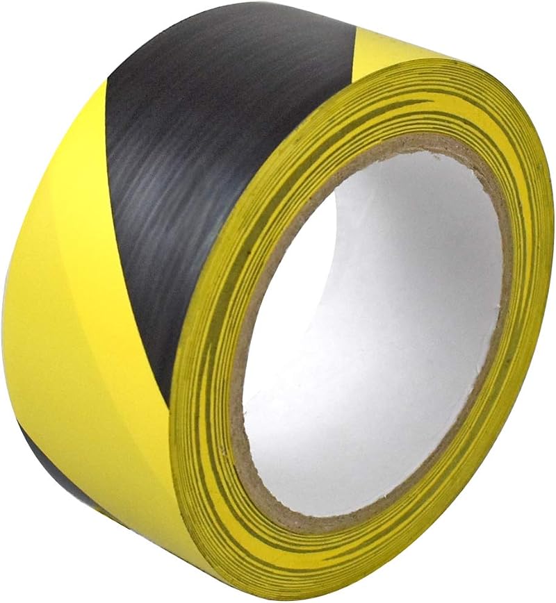 Globe Packaging Hazard Warning Tape 48mm x 33m Black Yellow Extra Strong