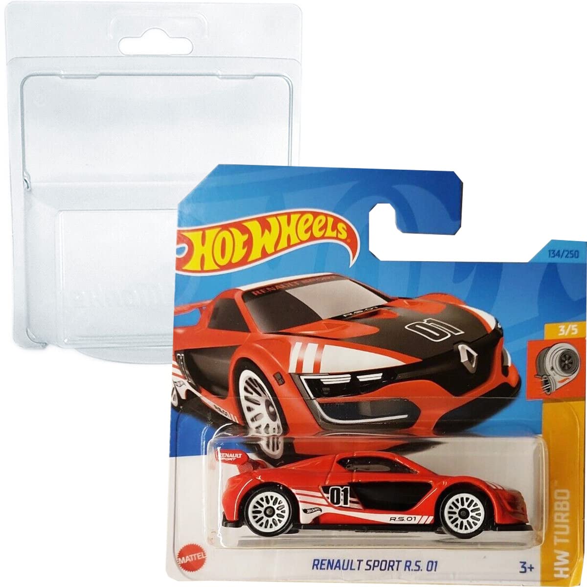 Hot Wheels Friki Monkey HKJ38 Short Card for Renault Sport R.S 01 HW Turbo 3/5 (134/250) with Blister Pack, Card Protector Pack