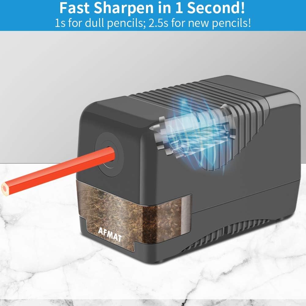 Electric Pencil Sharpener Heavy Duty, Pencil Sharpener Plug In, Auto Stop Classroom Pencil Sharpener, 10000 Times Sharpening for Heavy Use, 1s Fast Sharpen, Super Sharp for 6.5-8mm No.2 Pencils, Gray : Office Products