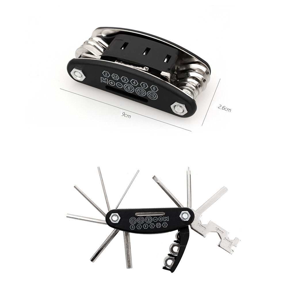 Flyproshop 16 in 1 Multifunction Bicycle Bike Mechanic Repair Tool Kit Handheld Folding Cycling Emergency Repair Tools Set