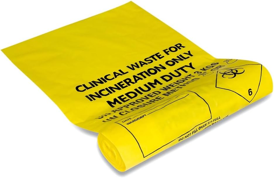 Janilec Yellow Clinical Waste Bags 160g Pack of 200 Amazon.co.uk