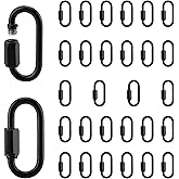 PINGEUI 30 PCS D Shape Chain Link, M4 Black Quick Chain Link Chain Repair Links for Key Rings, Camping, Riging, Outdoor Activity Accessories