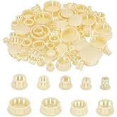 uxcell 190pcs Nylon Plastic Hole Plugs, 9 Size 1/5" 2/7" 2/5" 1/2" 3/5" 5/7" 8/9" 1" Round Drill Screw Hole Plugs Covers Knockout Locking Plastic Plugs Insert End Caps, Beige