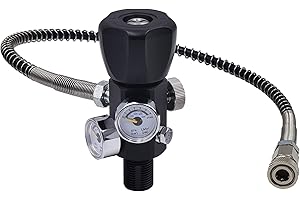 Aopkeo DIN Valve Fill Station Adapter 4500psi/300bar with 20inches Hose Dual Gauge for Charging Scuba Tank Paintball PCP Airsoft Diving HPA Cylinder