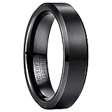 NUNCAD Men Promise Ring 6mm Black Tungsten Carbide