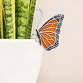 CRASPIRE Butterfly Suncatcher Craft Plant Pot Suncatcher with Square Box Colorful Monarch Insect Alloy Village Light Catcher Decorative Ornament for Outside Inside Pot Plant Gift DIY Decoration