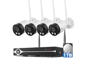 Hiseeu 4K/8MP Wireless Security Camera Outdoor, 5G/2.4G WiFi Pro Camera System for Home Security, 4 Cam-Kit, Color Night Vision, Motion Detection, 2-Way Talk, Expandable 16CH NVR, 1TB, No Subscription