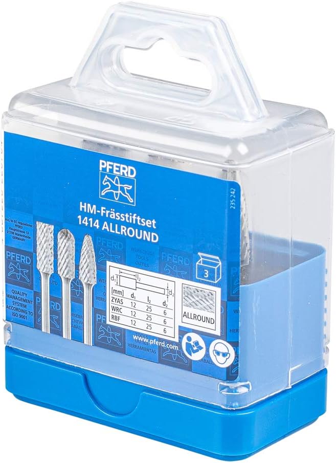 PFERD HM milling bit Set, 3 Pieces, All-Round Teeth, Shaft Diameter 6 mm, milling bit Diameter 12 mm, 21901414 - Image 3
