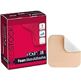MEDSTOCK Foam Non-Adhesive Dressing, 2"x2" (Pack of 10), Wound Care, Odour Control Foam Dressing for Wounds, Non-Adhesive, High Absorption, Hypoallergenic, CMC Granules, Optimal for Wound Healing