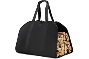ESUOHYM Canvas Firewood Carrier Handling Woods Bag Log Carrier For Firewood Holder Portable Wood Carrying Sling Log Tote Collection Bag For Camping, Stove, Fireplace