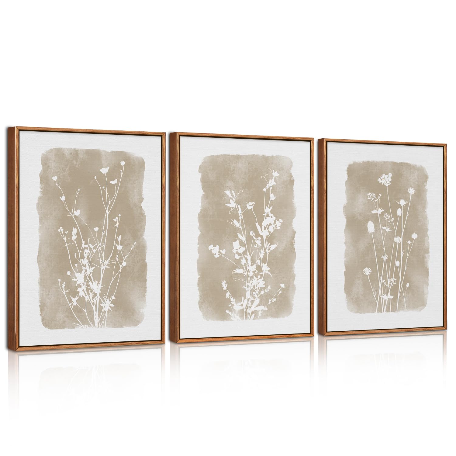 HPINUB Large Vintage Wildflowers Framed Canvas Wall Art Set,Boho Elegant Flower Print Wall Decor,Minimalist Floral Botanical Flowers Wall Printing for Living Room Bedroom,Dining Room,Office 30x40cm