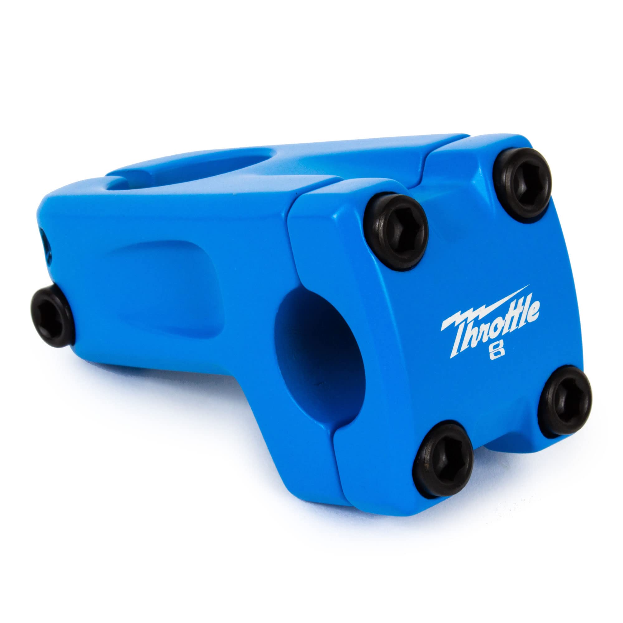 Eastern Bikes Throttle BMX Stem, 22.2mm Clamp Dia, 50mm Reach, Frontload or Topload, Lightweight 6061 Alloy, Chromoly Bolts (Frontload, Blue)