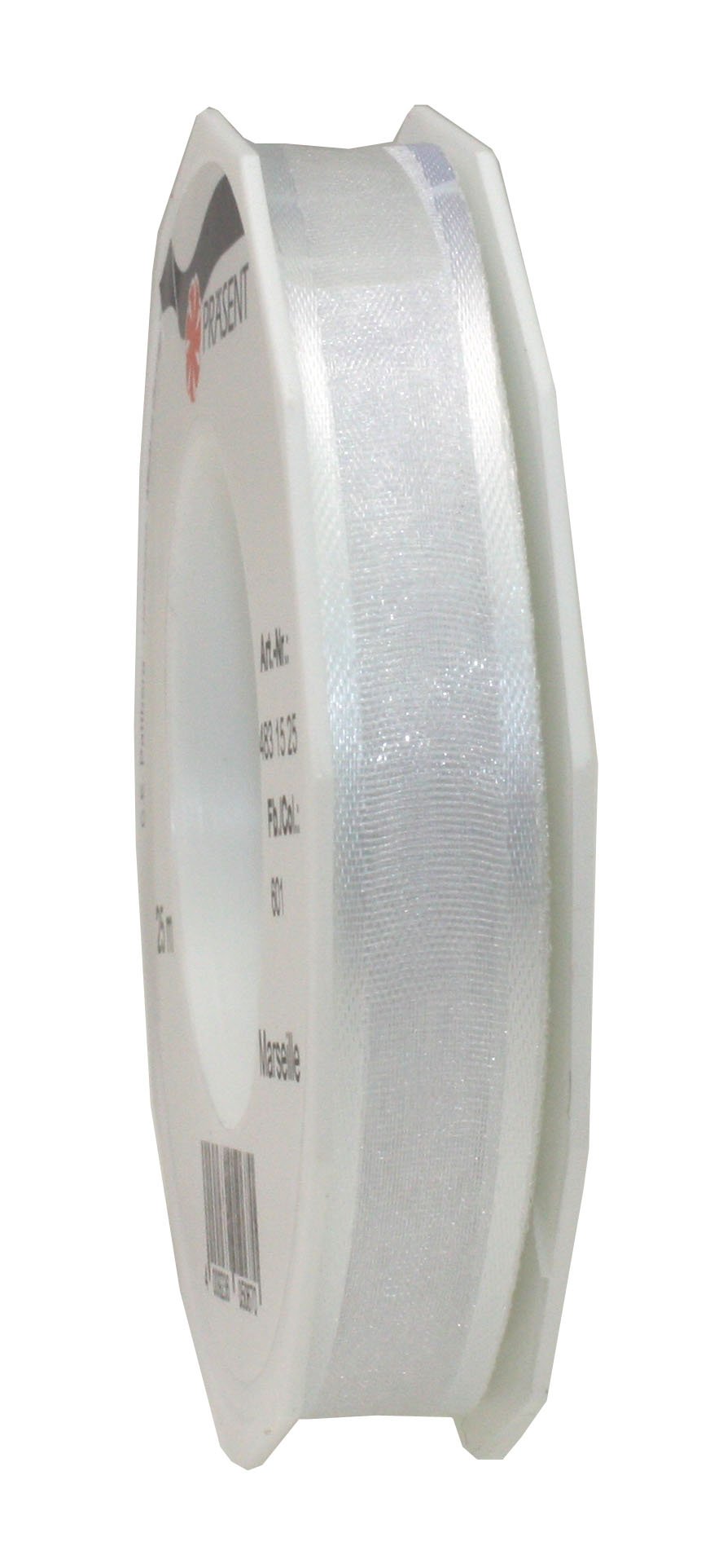 PRÄSENT - Marseille Wired Organza Ribbon White 15 mm width, 25 m length — image 1