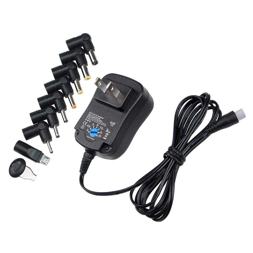 Zolt 12W Universal AC DC Adapter, Multi Voltage 3V 4.5V 5V 6V 7.5V 9V 12V 1A 1000mA Switching Power Supply for Household Electronics Routers Speakers LCD CCTV Cameras