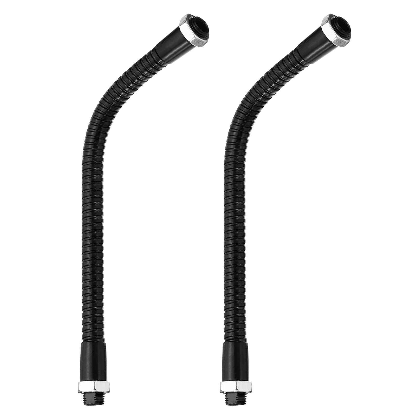 PATIKIL 7.9" Universal Gooseneck Hose, 2 Pcs M10 Fine Thread Bendable Metal Hose Flexible Arm Tube Extension for Lamps, DIY Equipment, Black — image 1