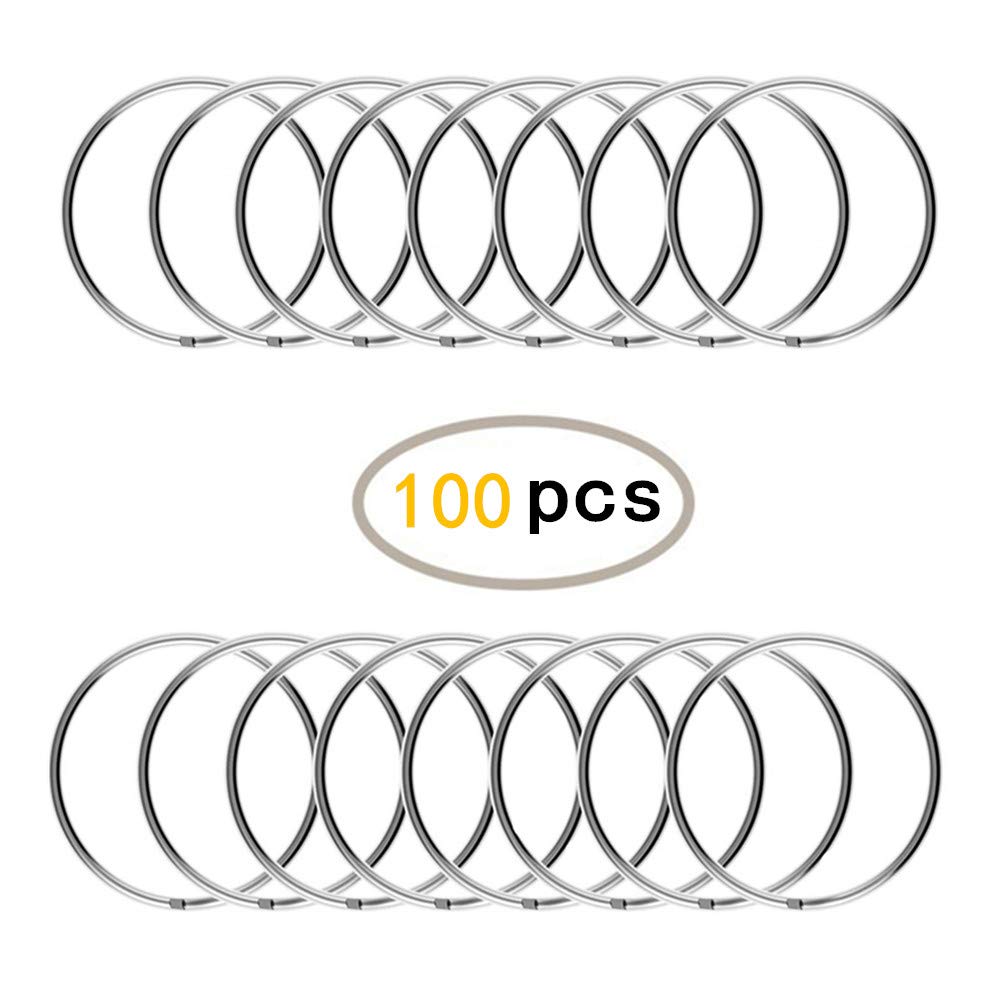 kingforest KINGFOREST 100-Pack Split Key Rings (1 Inch/25mm) - Silver Nickel Metal Keychain Rings for Keys, DIY Crafts, Bags & Accessories - Durable Bulk Keyring Hardware with Smooth Edges