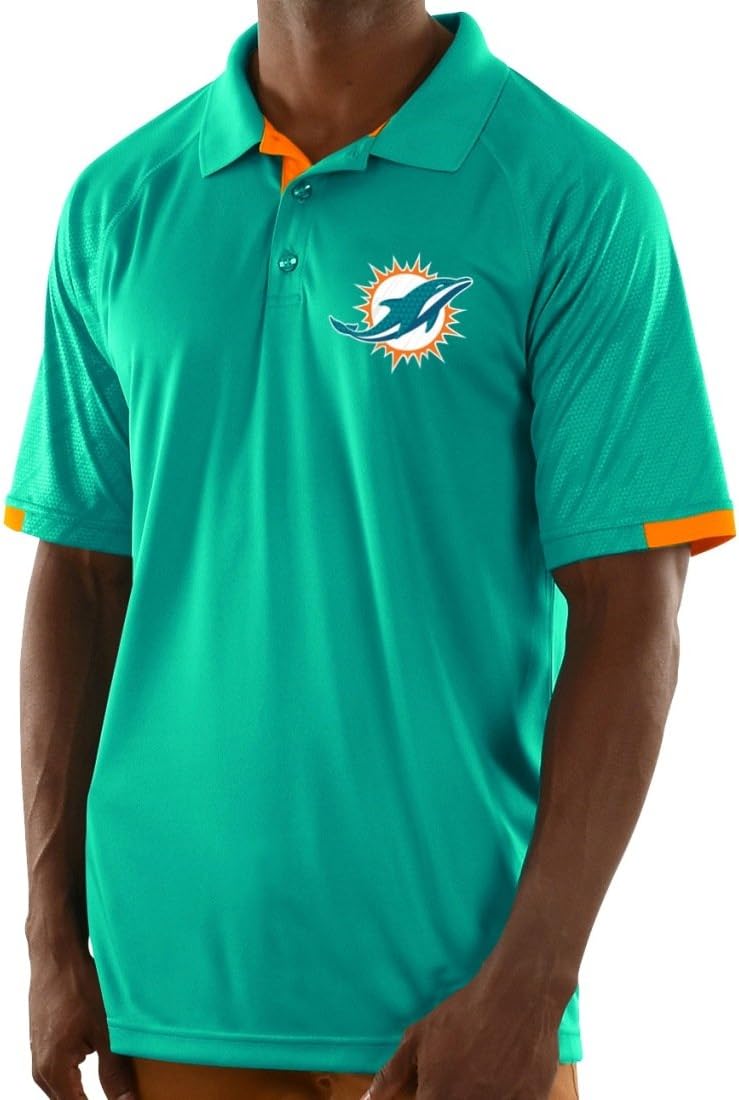 Miami Dolphins Majestic NFL"Club Level" Men's Short Sleeve Polo Shirt