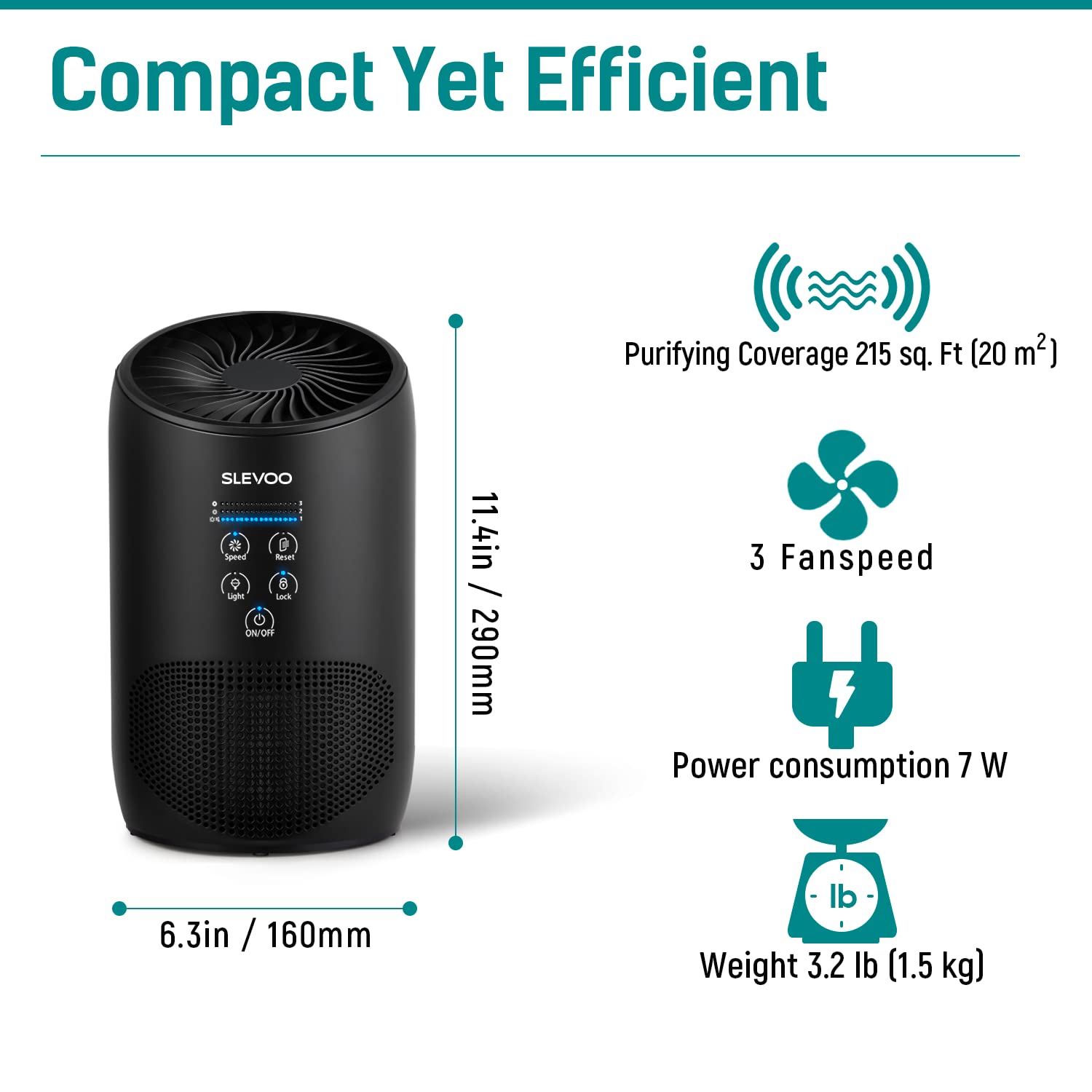 Slevoo Air Purifiers for Bedroom Pets in Home, 2024 New Upgrade H13 True HEPA Air Purifier with Fragrance Sponge, Effectively Gether Fine Particles, Smoke, Pet Dander, Odors, Black