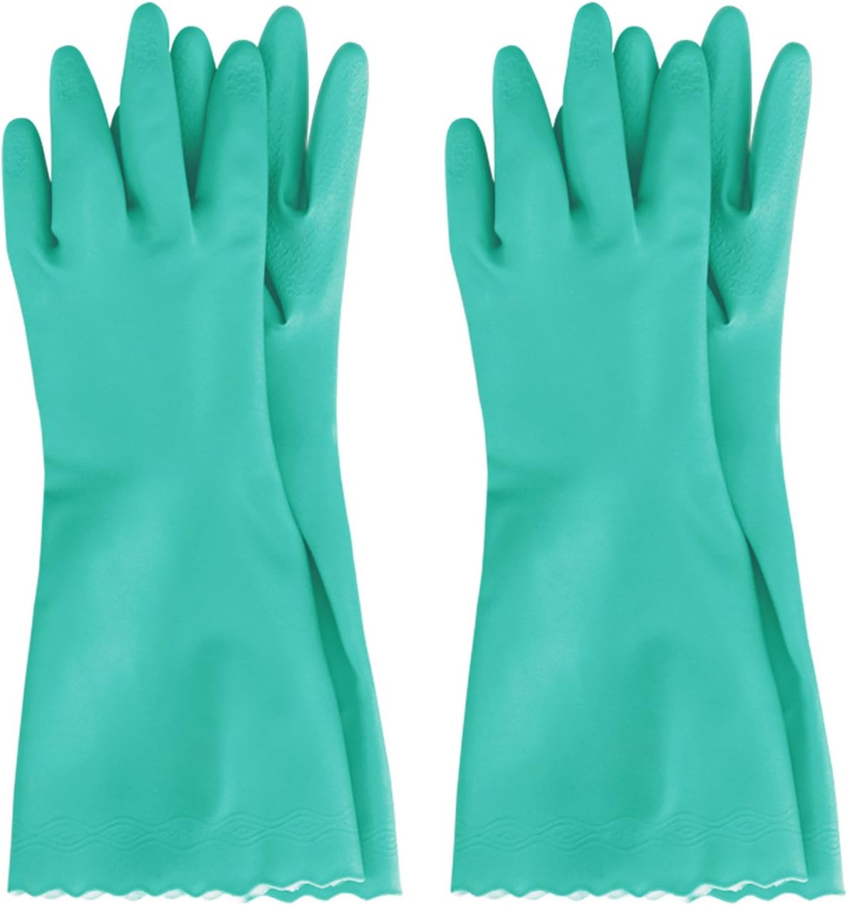 MJ 2 Pairs Household CNG PVC Soft Durable Cleaning Wash Gloves Green XL