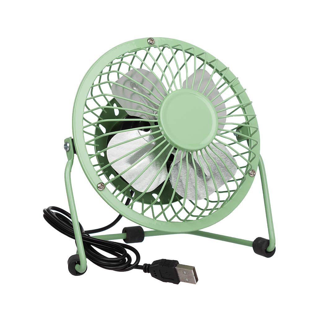 Invero® Mini USB 4-Inch Tilting Desktop Cooling Fan with Metal Shell and Aluminium Blades ideal for Home, Office, Laptops, Notebooks, Desktop PC's and more - Simple Plug & Play - Green