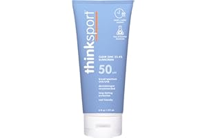 Thinksport SPF 50+ Mineral Sunscreen with Clear Zinc Oxide, 6 Fl Oz – Safe, Natural, Water Resistant, Broad Spectrum UVA/UVB Sun Screen for Sun Protection – Vegan, Reef Safe Sunscreen