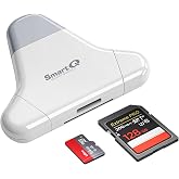 Smart Q 3 in 1 SD Card Reader for iPhone iPad Android Mac PC TF Adapter White