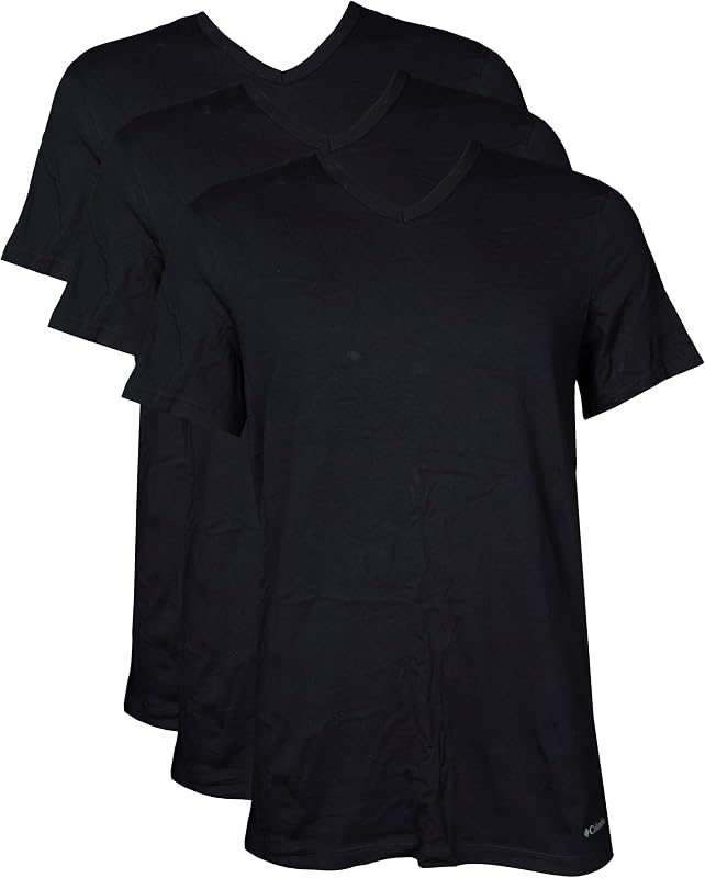 Herren 3er-Pack Baumwoll V-Ausschnitt T-Shirt, Schwarz, L