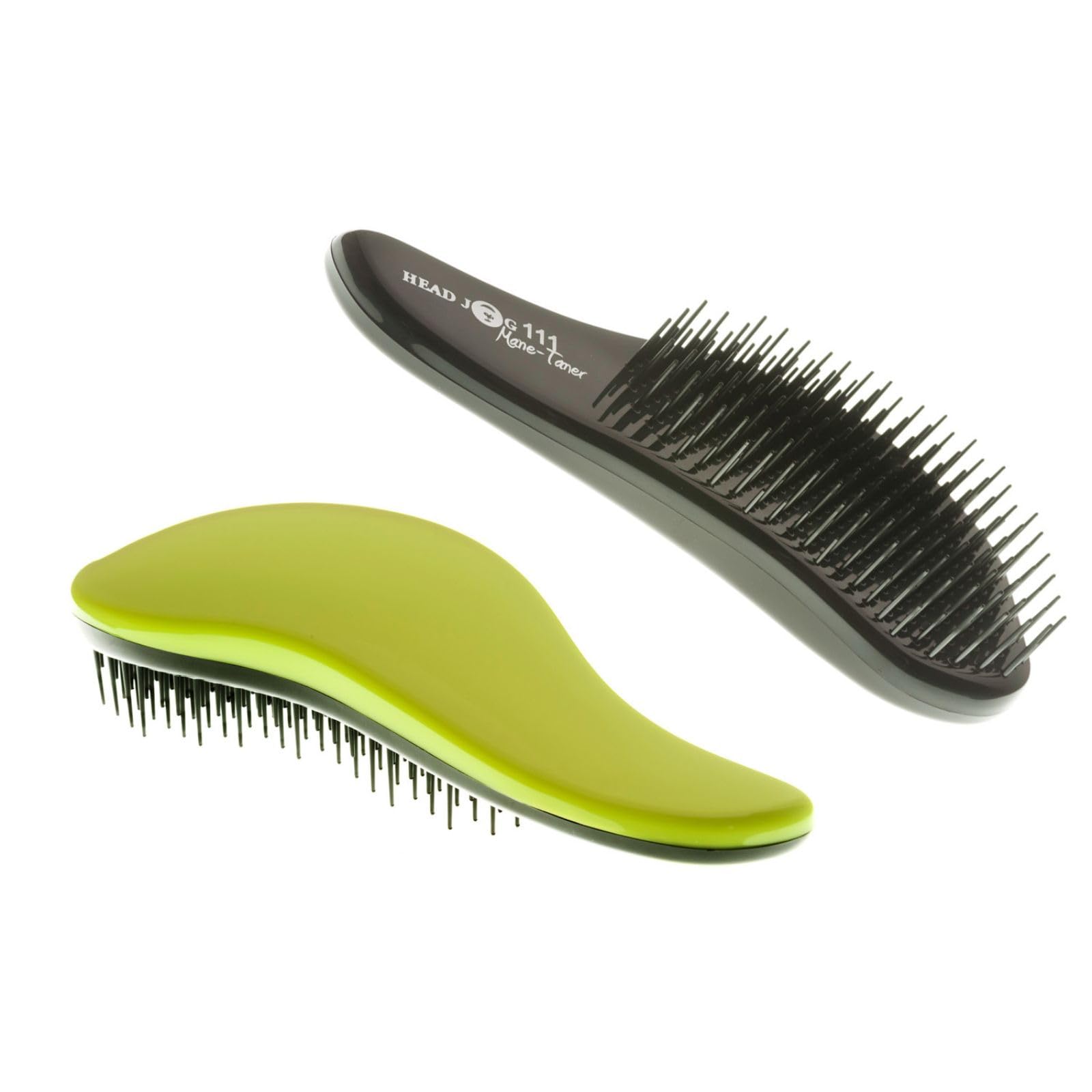 Head Jog 111 Mane Tamer Hair Brush. Detangling Brush For Tangle Free Hair. Detangler For Wet & Dry Hair. Paddle Detangle Brush For Normal, Fine, Wavy & Curly Hair. Use On Women, Girls & Men (Lime)