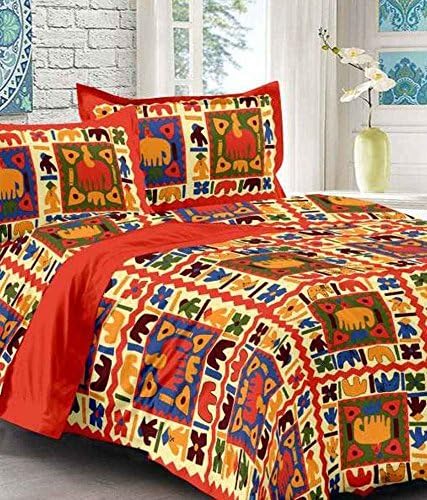 Shop Jaipuri 100% Cotton 144 TC 1 Double Bedsheet with 2 Pillow Covers