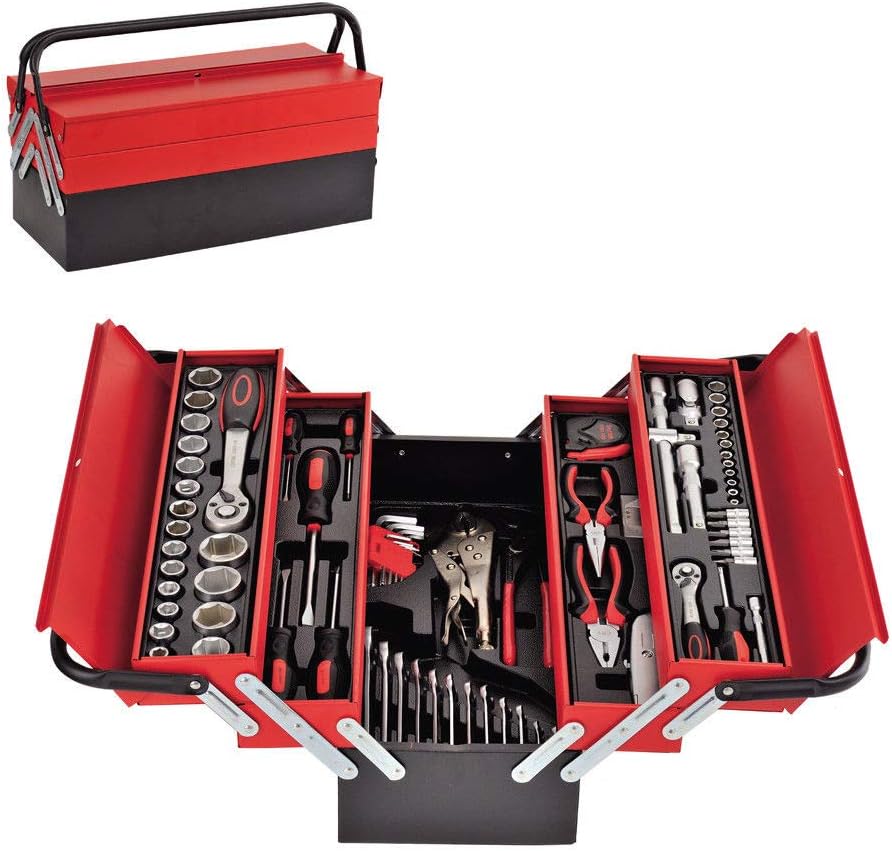 Amazing Tour 86 Pcs Pro Tool Box Tool Set in Red Metal Box Fully Loaded