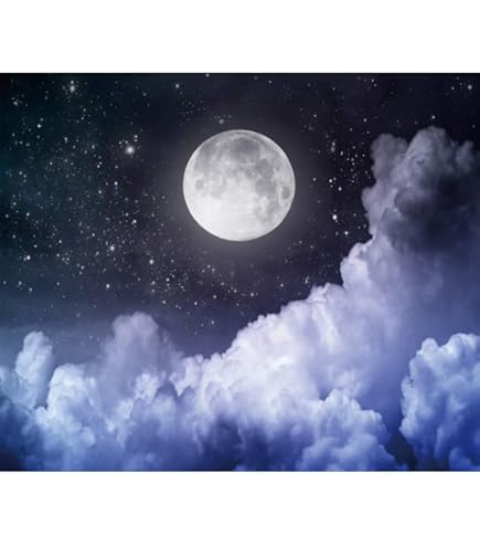 CORFOTO Fabric 15x10ft Moon Backdrop Photography Blue Starry Sky Crescent Cumulus Picture For Newborn Baby Shower Birthday Party Kids Girl Art Portrait Photoshoot Background Bedroom Wall Decor Prop - View #5