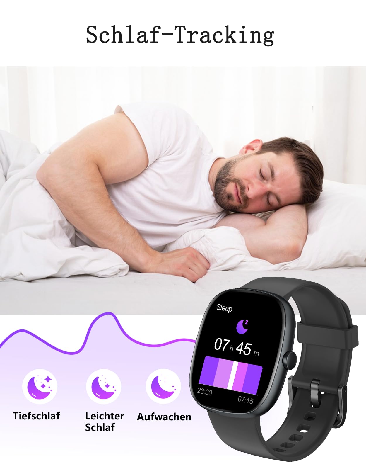 Smartwatch Damen Herren mit Telefonfunktion,1.85" HD Screen Fitnessuhr 5