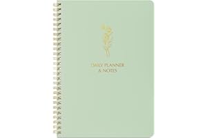 OF A HAPPY KIND Simple Daily Planner Undated with Hourly Schedule - 6.5x9.25" Sage Green Day Planner & Spiral To Do List Notebook - Aesthetic and Cute Work Journal, Task Organizer Notepad and Productivity Planners