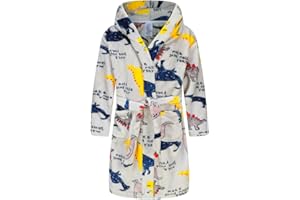 SRVNFBKT Boys Girls Robe Soft Fleece Hooded Bathrobe for Kids
