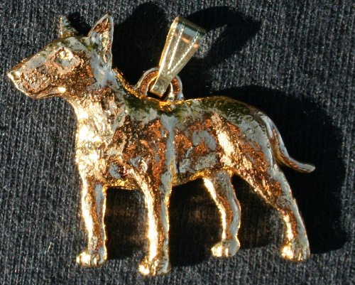 Bull Terrier Dog 24k Gold Plated Pewter Pendant